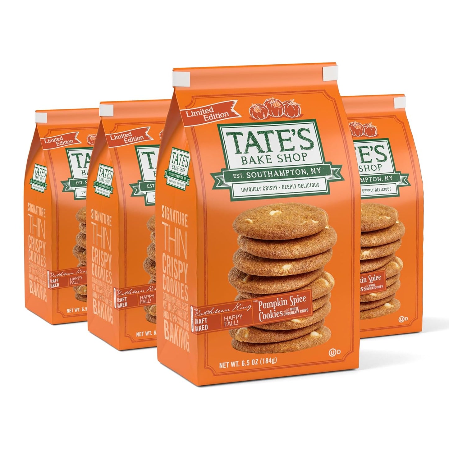 Tate's Pumpkin Spice Cookies 6.5oz ( pack of 4)
