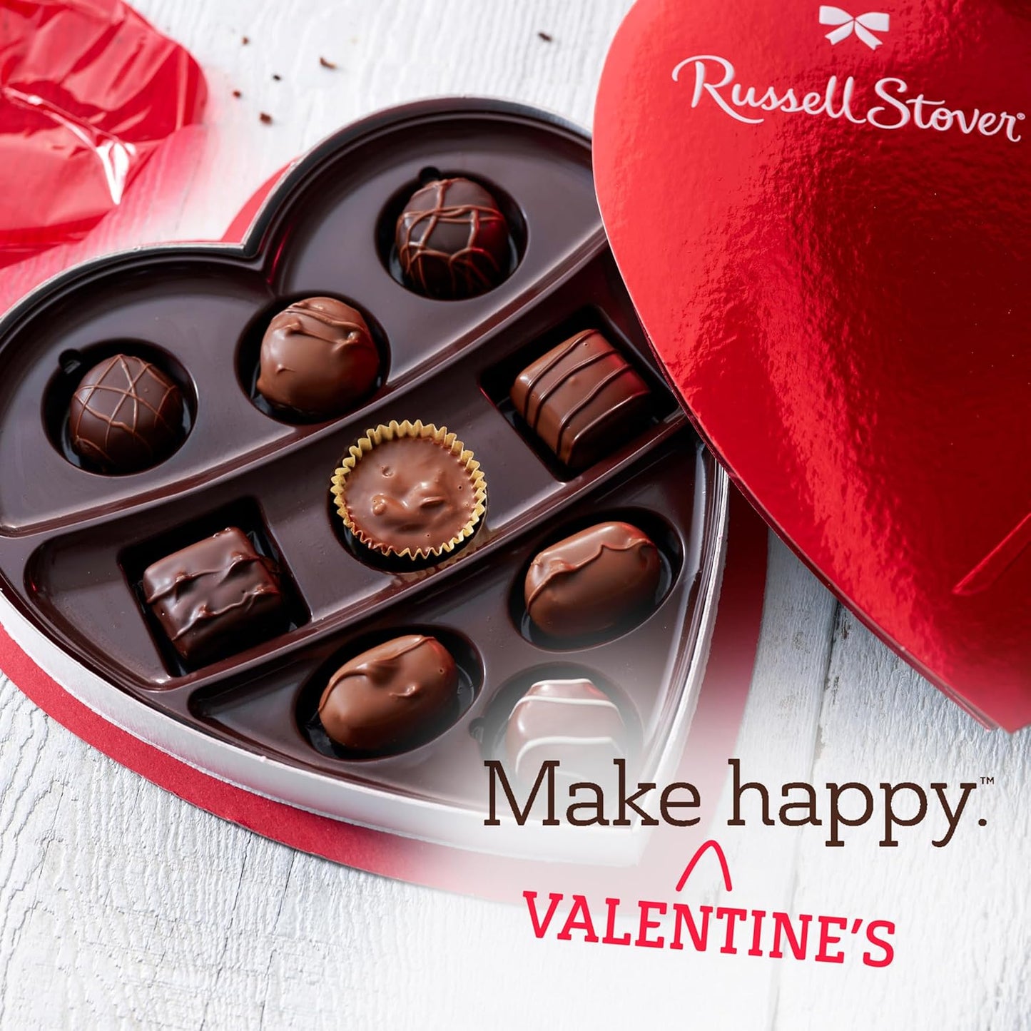 Russell Stover Valentines Heart Assorted Milk and Dark Chocolates 5.1oz (Case Pack of 12)