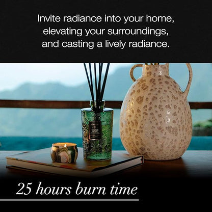 Voluspa Temple Moss, Mini Tin Candle, 4 oz, 25 Hour Burn Time, Coconut Wax Candle for The Home, Handcrafted in The USA