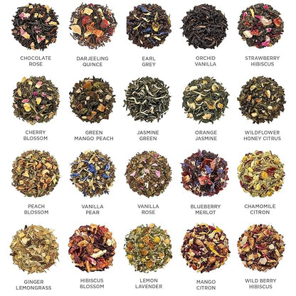 Tea Forte Jubilee Premium Tea Chest Gift Sampler, 40 Count, 2 of each Variety Blend Individually Wrapped Handcrafted Pyramid Infuser Bags