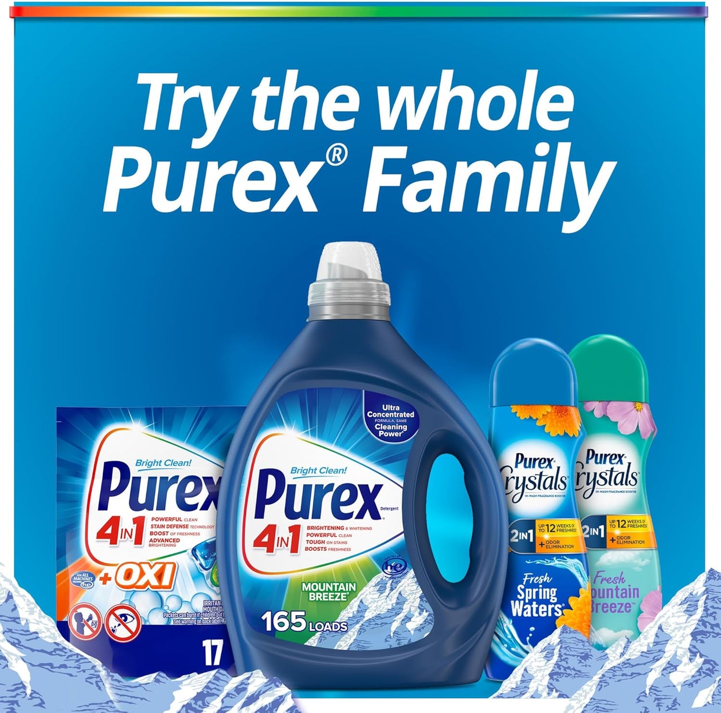 Purex 4 in 1 Mountain Breeze Liquid Laundry Detergent 82.5 fl oz Bottle (pack of 6)
