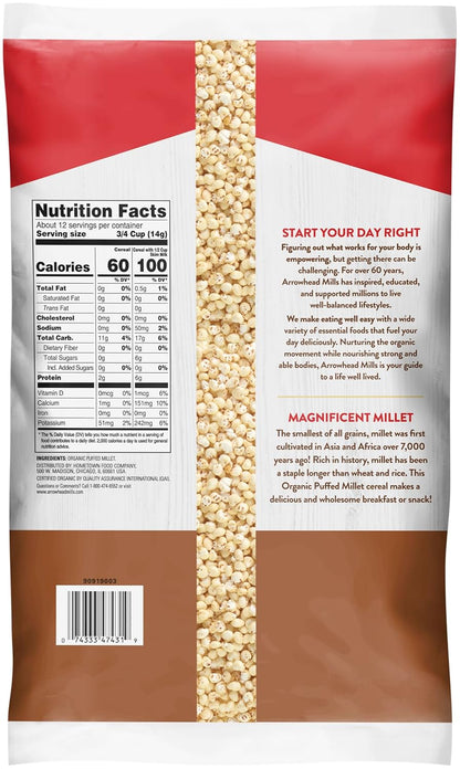 Arrowhead Mills Whole Grain Puffed Millet Cereal, 6-Ounce Bags ( pack of 48)