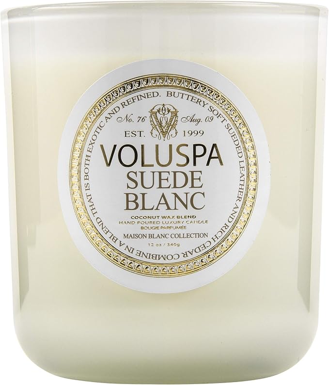 Voluspa Suede Blanc Classic Maison Candle, 100 Hour 12 oz