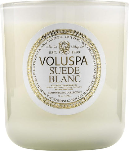 Voluspa Suede Blanc Classic Maison Candle, 100 Hour 12 oz
