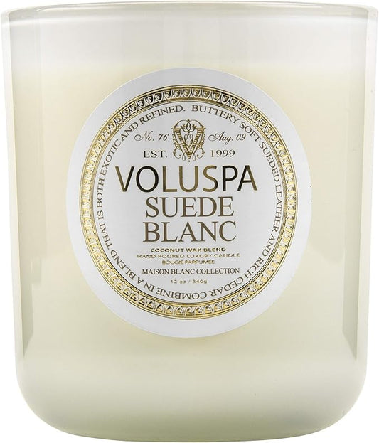 Voluspa Suede Blanc Classic Maison Candle, 100 Hour 12 oz