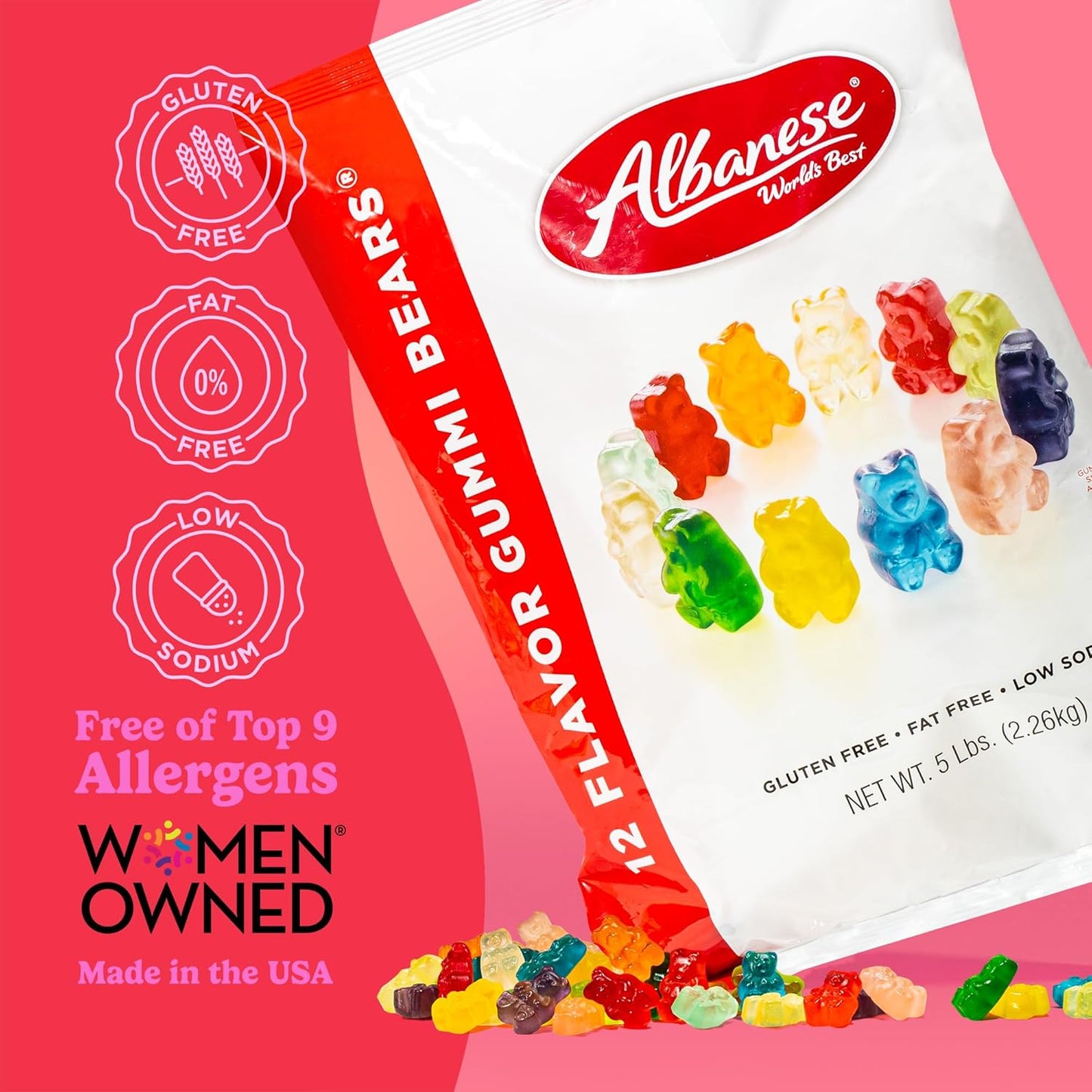 Albanese GUMMI BEARS (12 Flavor ) Gummy Candy 5 lb Pack of 2