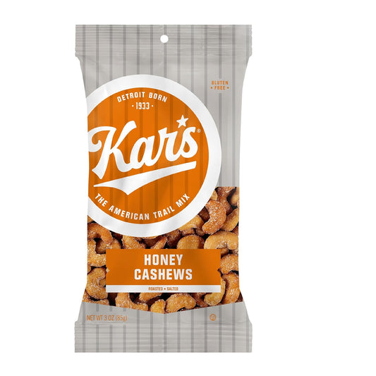Kars Honey Roasted Cashews 3 oz bag ( Case Pack of 12)