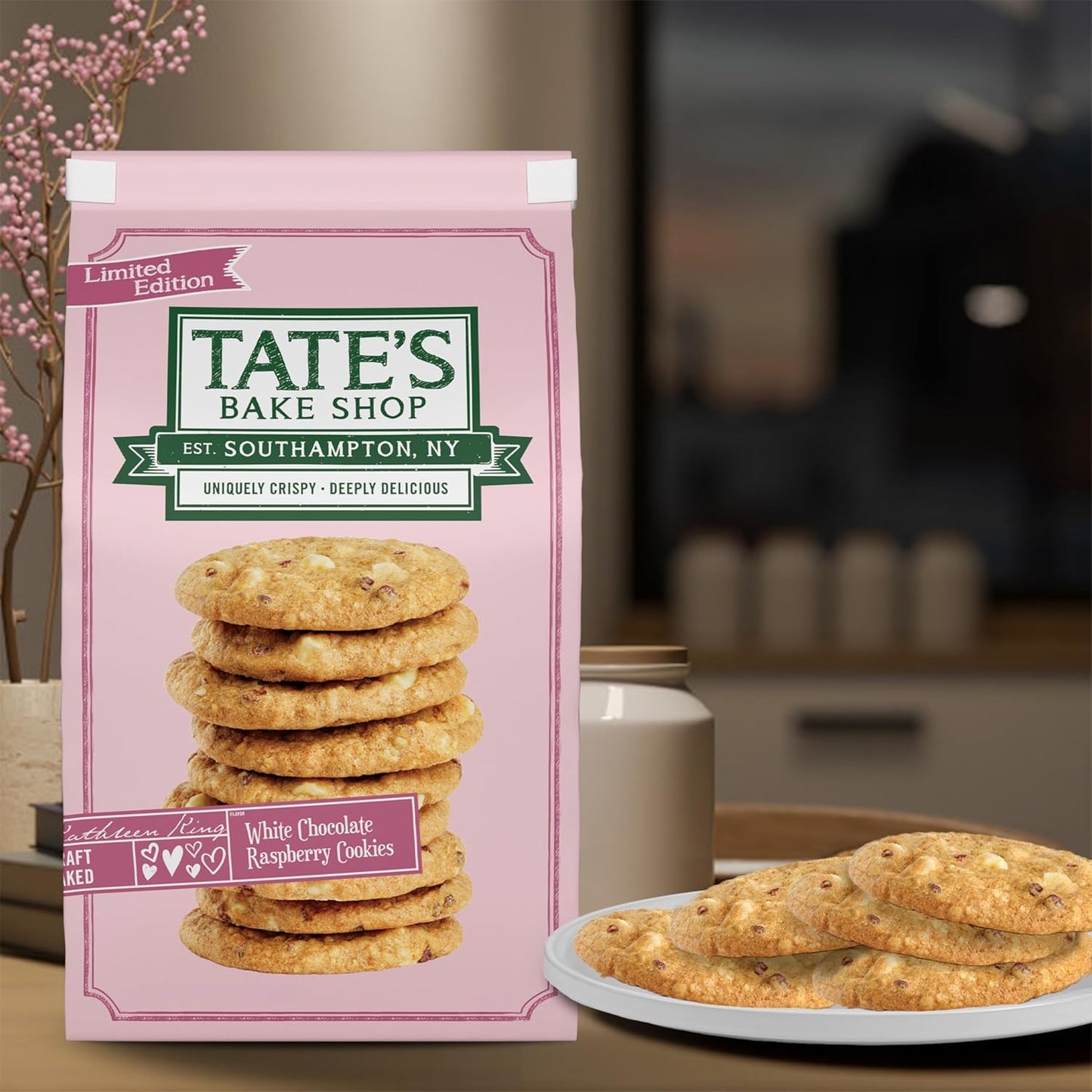 Tate's Bake Shop White Chocolate Raspberry Cookies 6.5 oz bag each