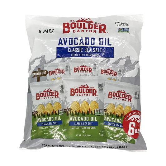Boulder Canyon Potato Chips Classic Sea Salt With Avocado Oil | 6 - 1.25 oz Bags (Case Pack of 8)