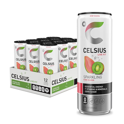 Celsius Sparkling Guava Kiwi Energy Drink (Case Pack of 12 ) 12 oz cans