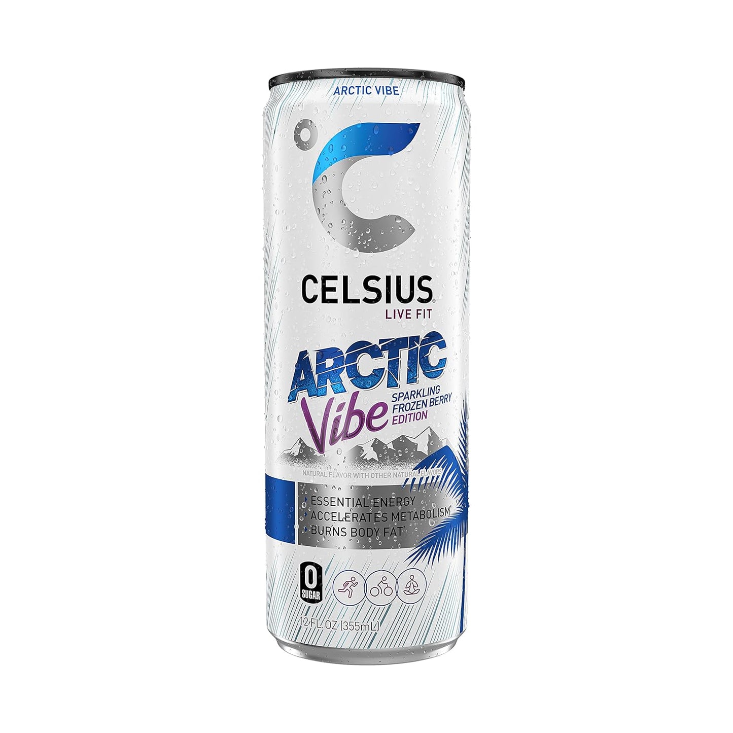 Celcius Essential Artic Vibe Energy Drink 12 fl oz bottles( Case Pack of 24)