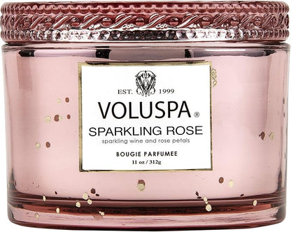 Voluspa Sparkling Rose Candle | Corta Maison Boxed Glass | 11 Ounces | 45 Hour Burn Time | Vegan | Proprietary Coconut Wax and All Natural Wicks for a Cleaner Burn