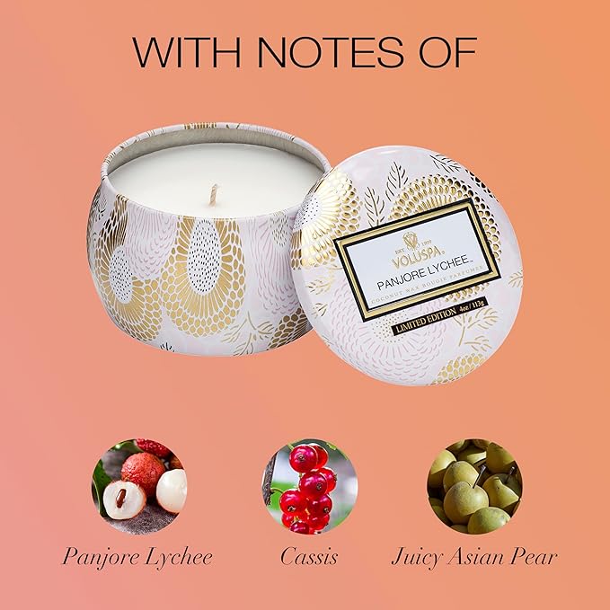 Voluspa Mini Tin Candle - Panjore Lychee 4oz Mens Home Scent
