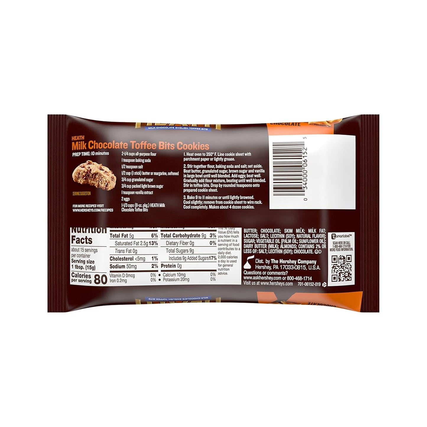 Hershey's Milk Chocolate English Toffee Bits 8 oz Bag