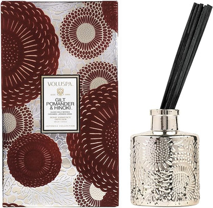 Voluspa Gilt Pomander & Hinoki Holiday Home Ambience Diffuser 3.4