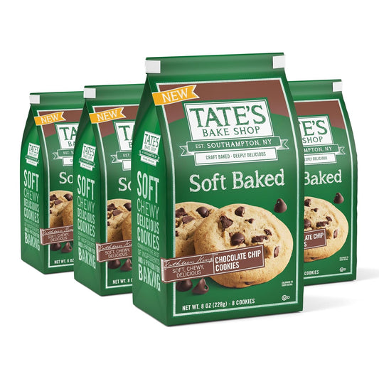 Tates Soft Baked Chocolate Chip Cookies 8 oz Bags (Case Pack of 4)