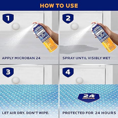 Microban 24 Hour Citrus Scent Disinfectant Sanitizing Spray - 15oz