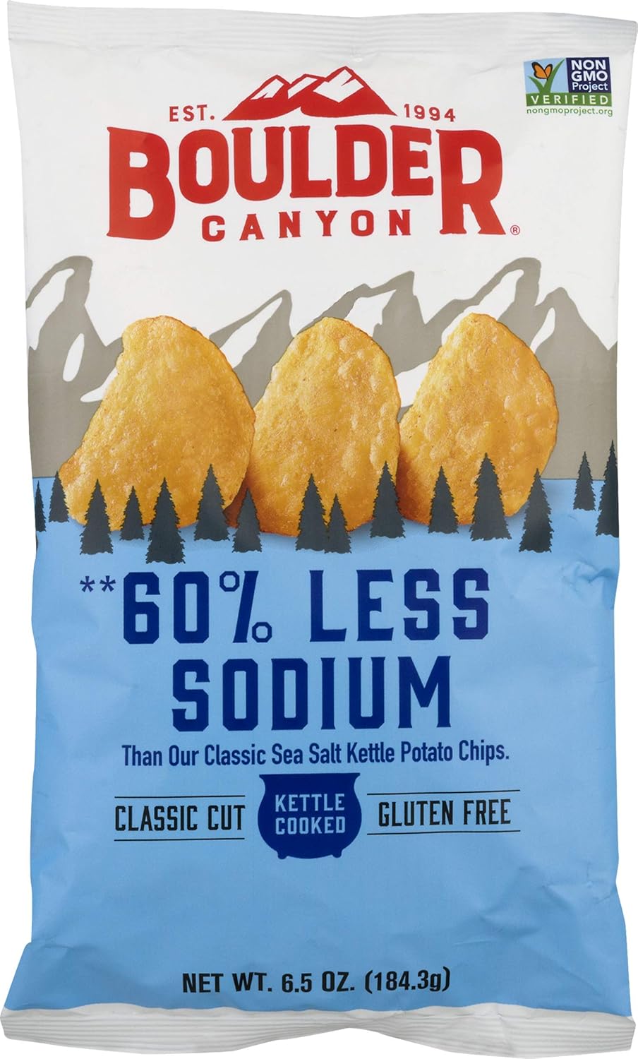 Boulder Canyon Lightly Salted Kettle Potato Chips 6.5 oz Bag (Pack of 12)