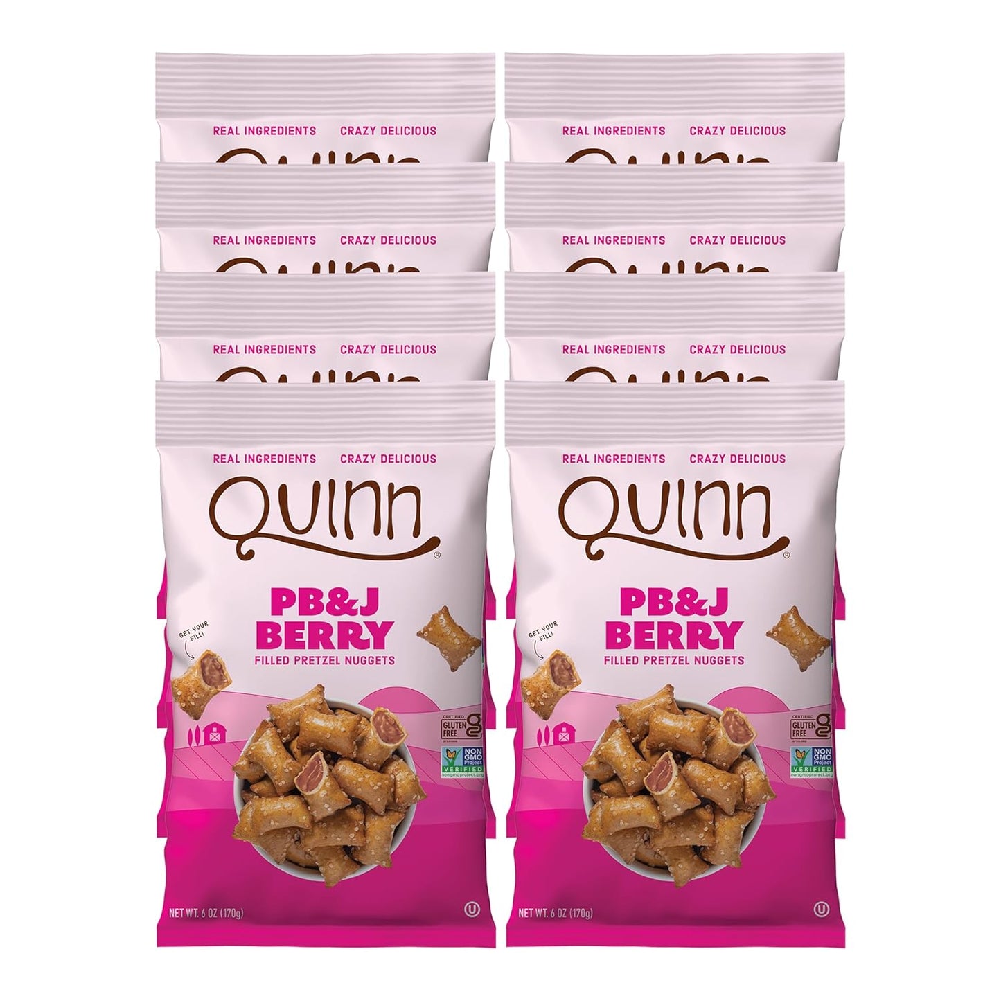 Quinn PB & J Berry Filled Pretzel Nuggets 6 oz ( Pack of 8)
