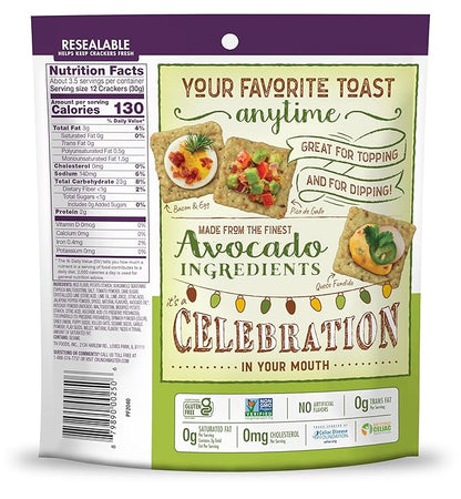 CrunchMaster Avocado, Salt and Pepper Toast Crackers 3.54 oz Bag (Case pack of 12)