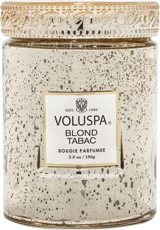 Voluspa Blond Tabac, Small Candle Jar, 5.5 oz, 50 Hour Burn Time, Coconut Wax for Clean Burning, Handcrafted in The USA