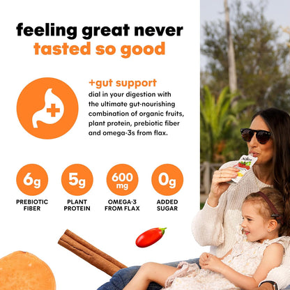 Noka Superfood Fruit Smoothie Pouches, Sweet Potato Goji, Healthy Snacks with Flax Seed, Plant Protein and Prebiotic Fiber, Vegan and Gluten Free Snacks, Organic Squeeze Pouch, 4.22 oz, 6 Co