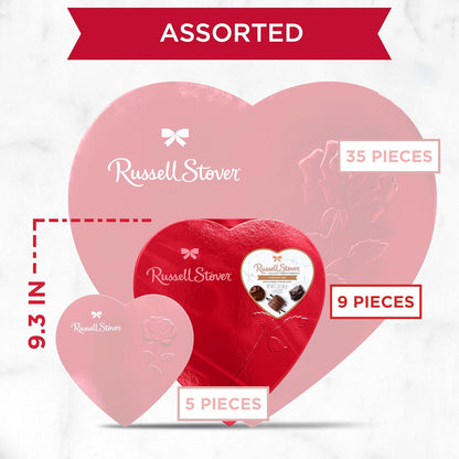 Russell Stover Valentines Heart Assorted Milk and Dark Chocolates 5.1oz (Case Pack of 12)