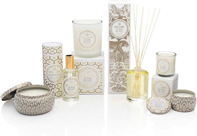 Voluspa Suede Blanc Classic Maison Candle, 100 Hour 12 oz