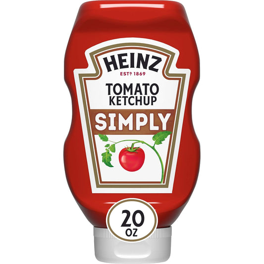 Heinz Simply Tomato Ketchup with No Artificial Sweeteners (20 oz Bottle, Pack of 12)