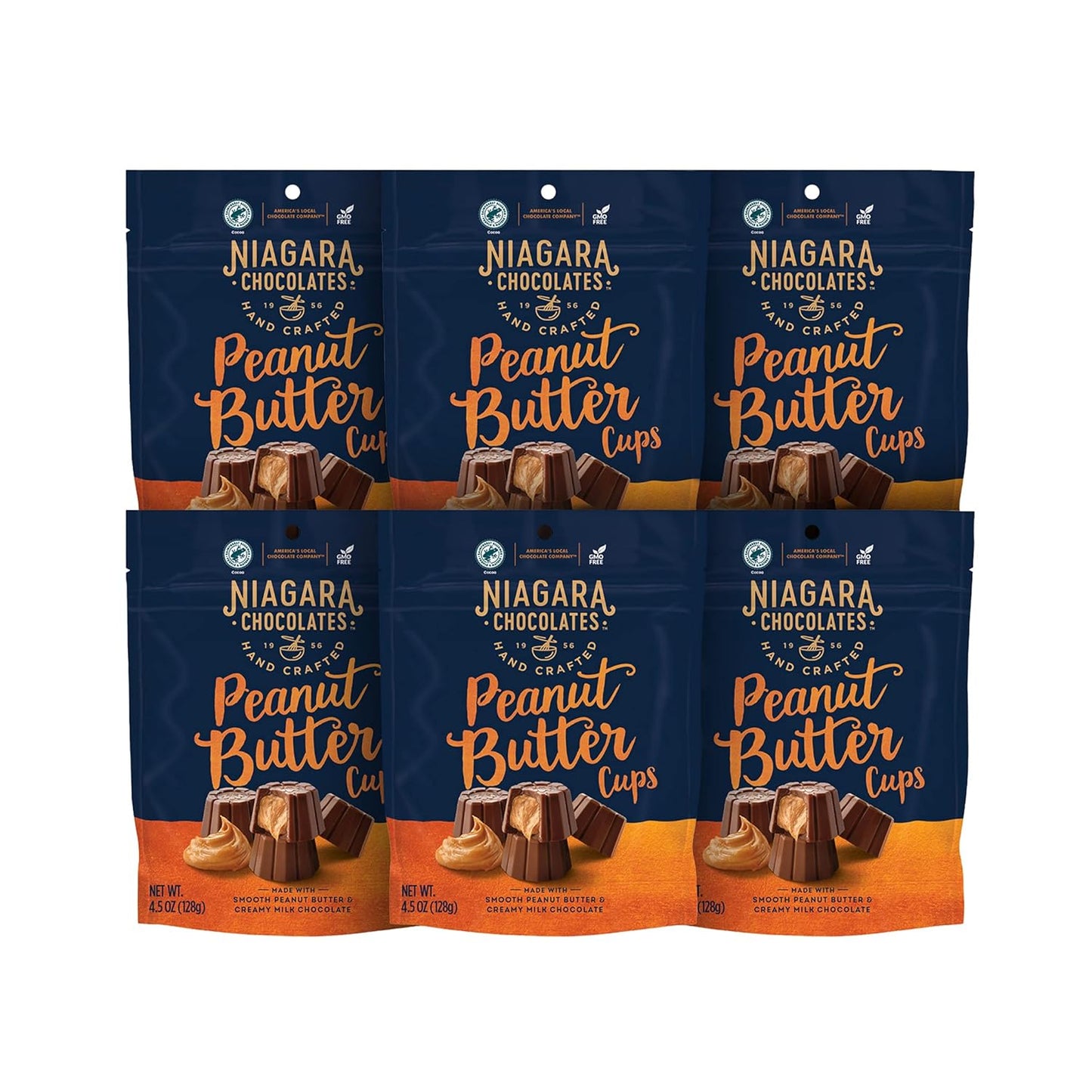 Niagara Chocolates Milk Chocolate Peanut Butter Cups 4.5 oz bags ( Case Pack of 6)