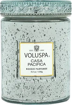 Voluspa Casa Pacifica Candle | Small Glass Jar | 5.5 Oz. | 50 Hour Burn Time | Hand-Poured Coconut Wax + All Natural Wicks for a Clean Burn | Vegan | Poured in The USA