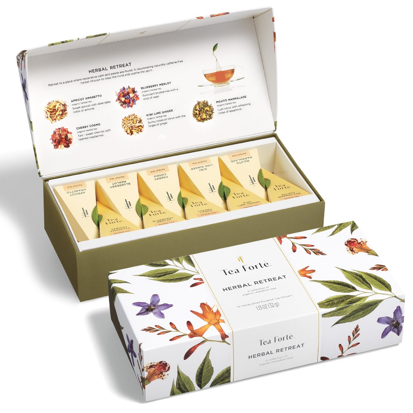 Tea Forte Herbal Retreat Petite Presentation Box Tea Sampler Assorted Variety...