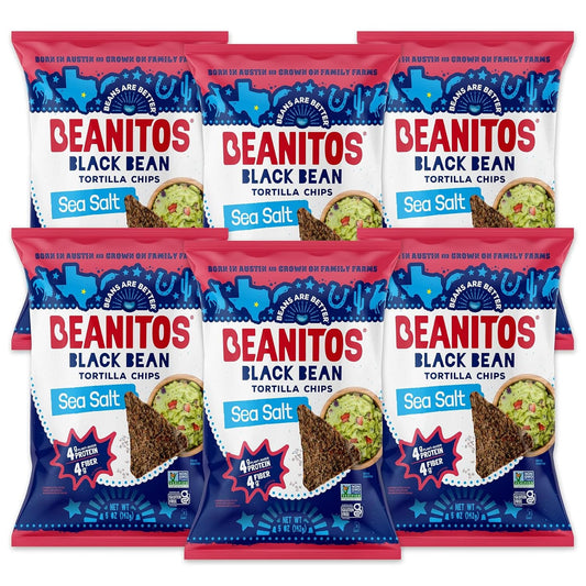 Beanitos Black Bean Tortilla Chips W/ Sea Salt 5oz bag (Case Pack of 6)