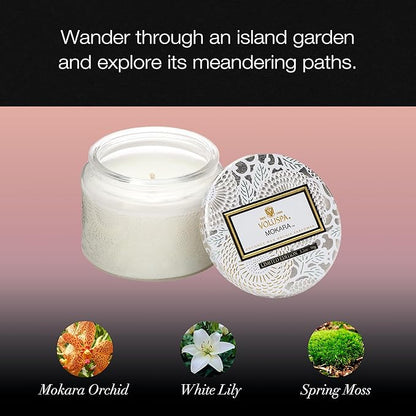 Voluspa Mokara, Petite Candle Jar, 3.2 ounce, 25 Hour Burn Time, Coconut Wax for Clean Burning, Handcrafted in the USA