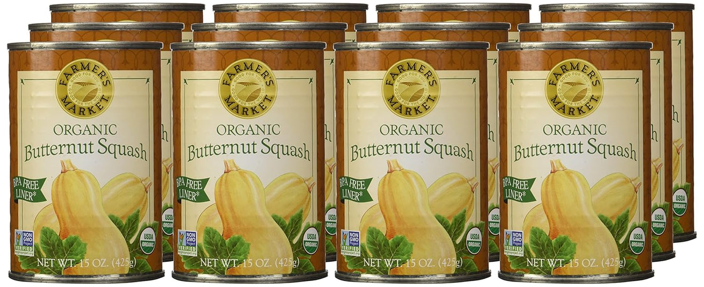 Farmers Market Organic Butternut Squash Puree 15oz Can (Case Pack of12)