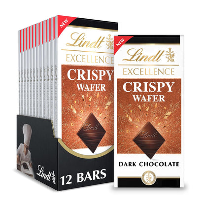 Lindt Excellence Crispy Wafer Dark Chocolate Bar 3.5 oz pack of 12