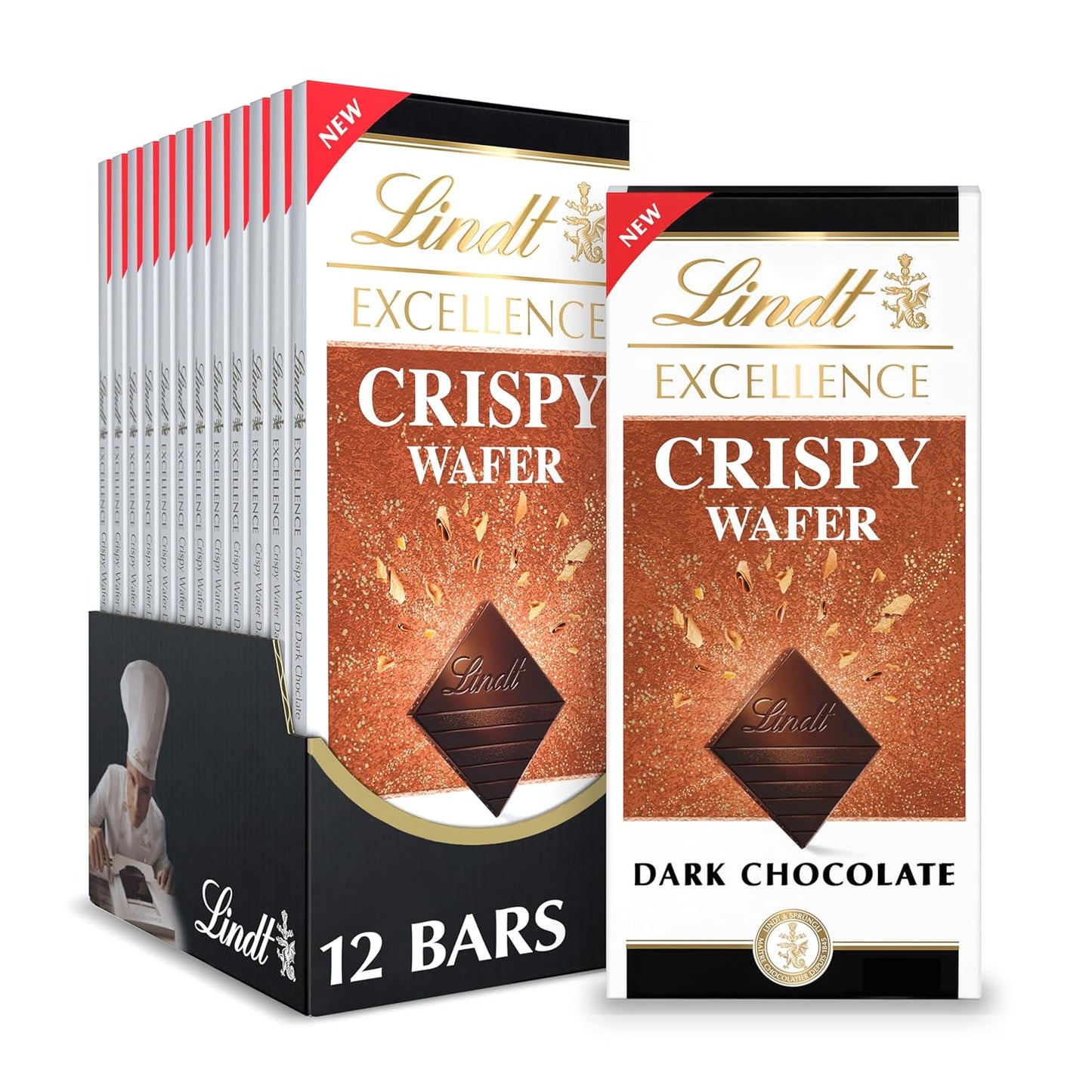 Lindt Excellence Crispy Wafer Dark Chocolate Bar 3.5 oz (pack of 12)