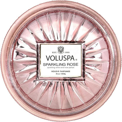 Voluspa Sparkling Rose, Grande Maison 3 Wick Glass Candle, 36 Ounce, 100 Hour Burn Time, Coconut Wax for Clean Burning, Handcrafted in The USA