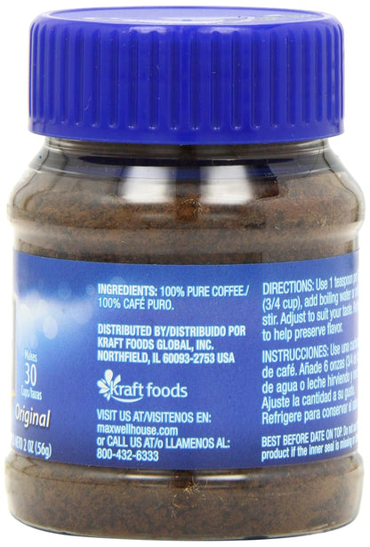 Maxwell House Original Medium Roast Instant Coffee (2 oz Jars, Pack of 12)