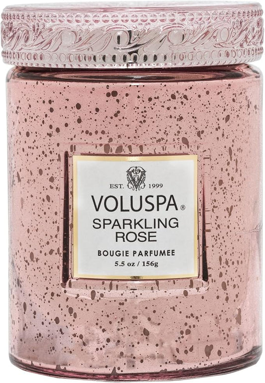 Voluspa Sparkling Rose, Small Candle Jar, 5.5 Ounce, 50 Hour Burn Time, Coconut Wax for Clean Burning, Handcrafted in The USA