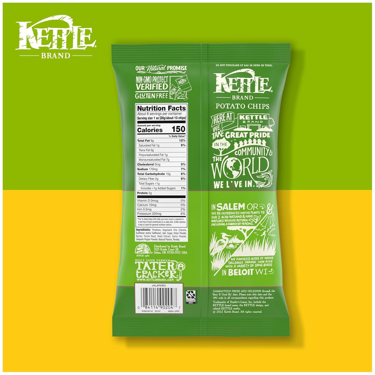 Kettle Brand Potato Chips Jalapeno 7.5 bag (Case Pack of 6)