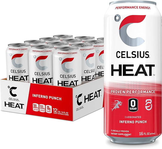 CELSIUS HEAT Inferno Punch Performance Energy Drink 16oz. Cans
