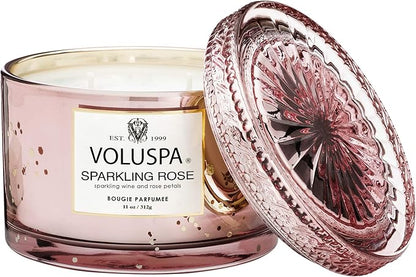 Voluspa Sparkling Rose Candle | Corta Maison Boxed Glass | 11 Ounces | 45 Hour Burn Time | Vegan | Proprietary Coconut Wax and All Natural Wicks for a Cleaner Burn