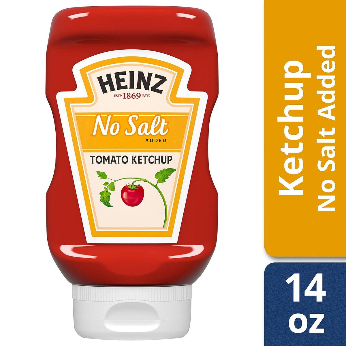 Heinz No Salt Tomato Ketchup, 14 oz Squeeze Bottles, Pack of 6