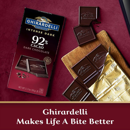 Ghirardelli Intense Dark 92% Cocoa 3.17 oz Dark Chocolate Bar Pack of 12