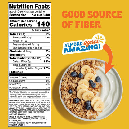 Back to Nature Gluten Free Vanilla Almond Agave Granola 11 oz Pack of 6