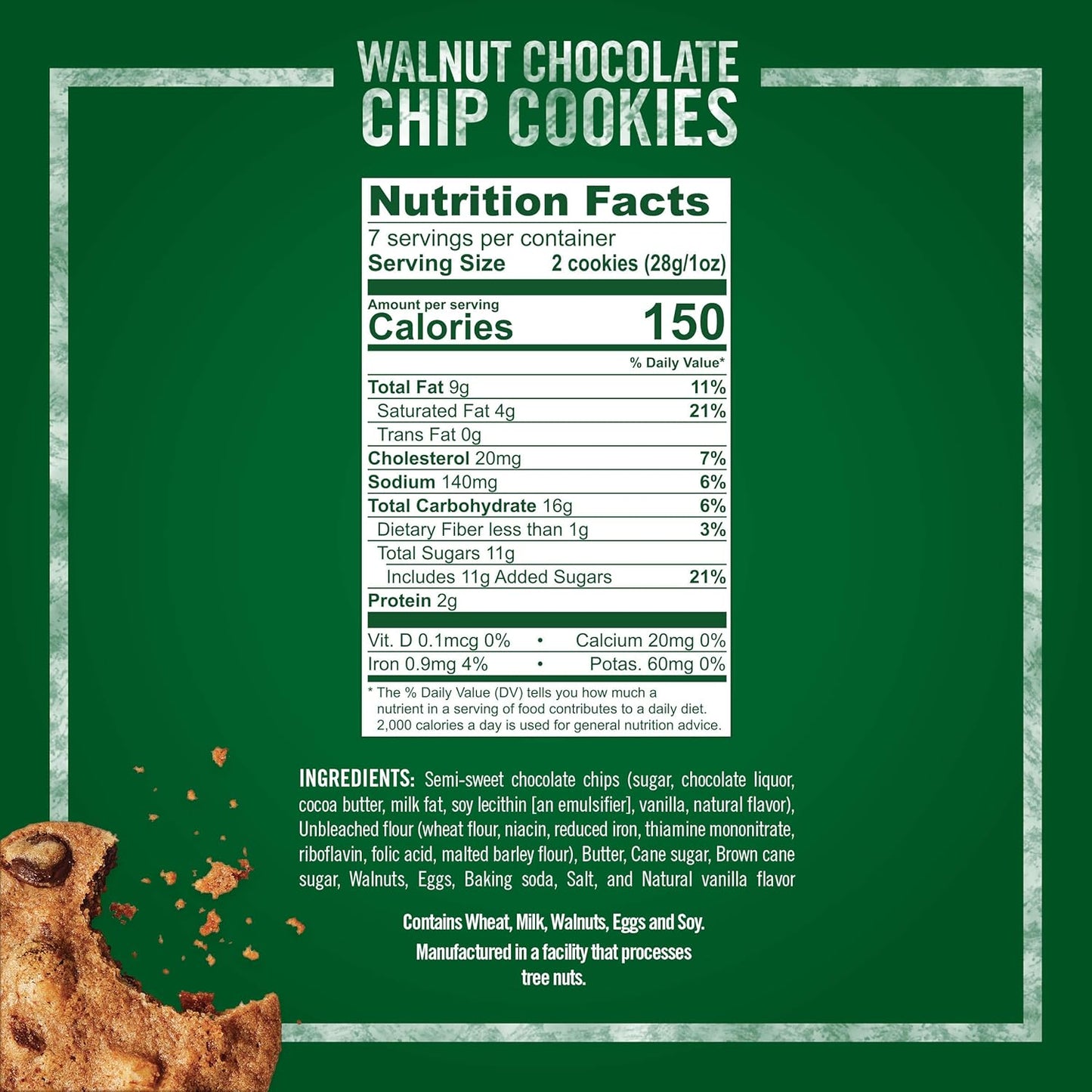 Tate's Bake Shop Walnut Chocolate Chip Cookies, 7 oz