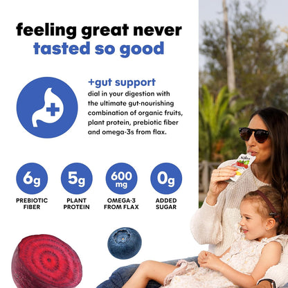 Noka Superfood Fruit Smoothie Pouches, Blueberry Beet, Healthy Snacks with Flax Seed, Prebiotic Fiber and Plant Protein, Vegan and Gluten Free, Organic Fruit & Veggie Squeeze Pouch, 4.22 oz, 12 Count
