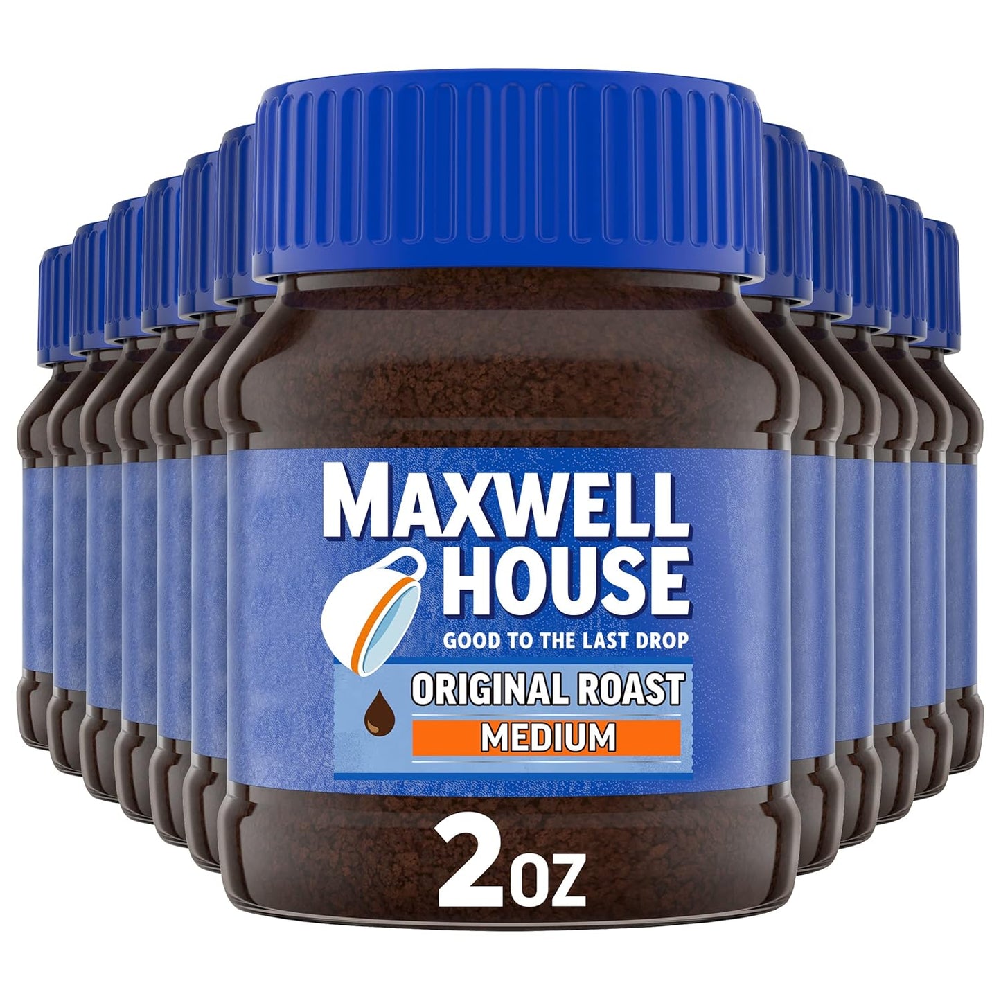 Maxwell House Original Medium Roast Instant Coffee (2 oz Jars, Pack of 12)