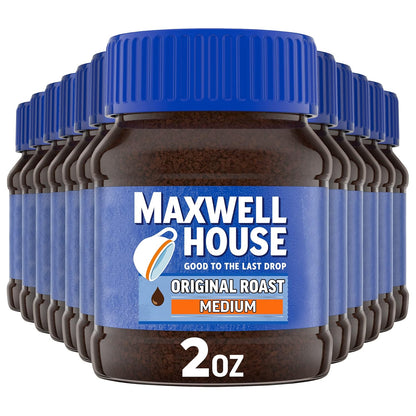 Maxwell House Original Medium Roast Instant Coffee (2 oz Jars, Pack of 12)